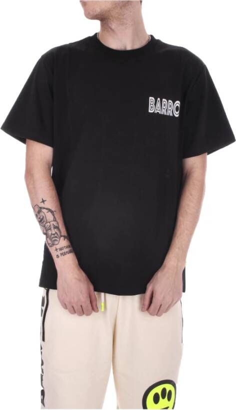 Barrow Katoenen T-shirt met korte mouwen en logo print Zwart Heren
