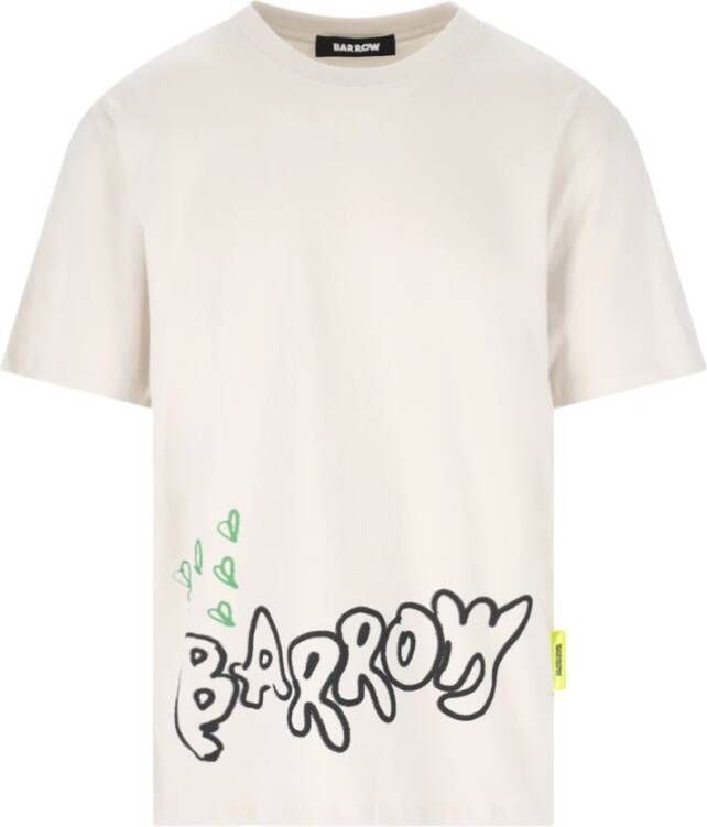 Barrow Zwarte Geribbelde Hals T-shirt met Reflecterend Logo Black Heren
