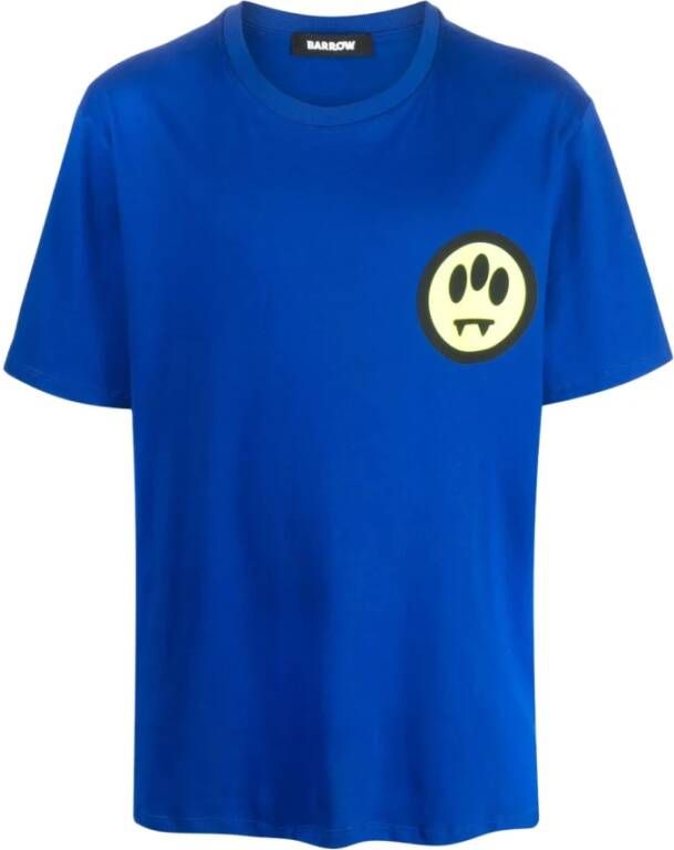 Barrow Blauw Katoenen T-shirt met Reflecterend Logo Blue Heren