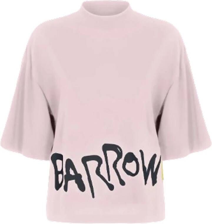 Barrow Katoenen Crew Neck Dames T-Shirt met Berenprint Pink Dames