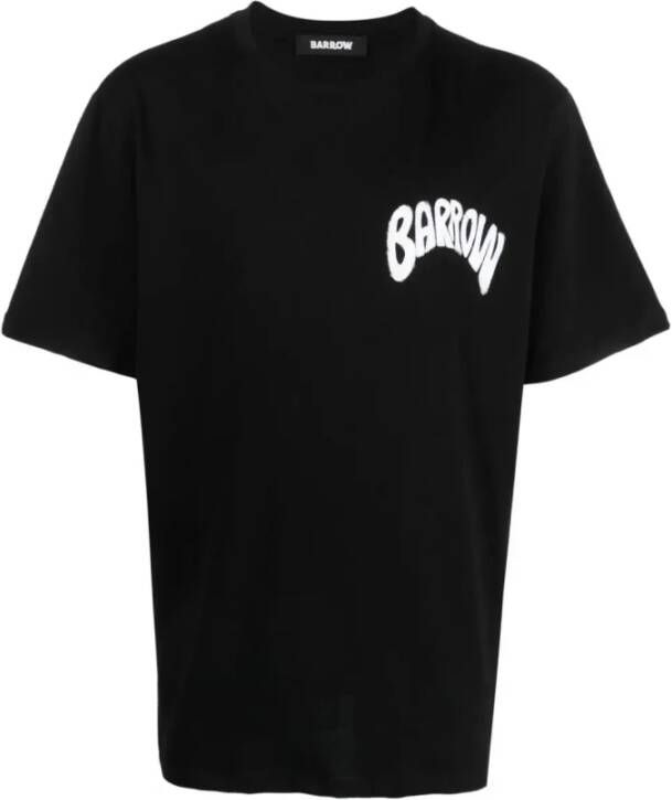 Barrow Zwarte Katoenen T-shirt met Contrasterende Print Black Heren