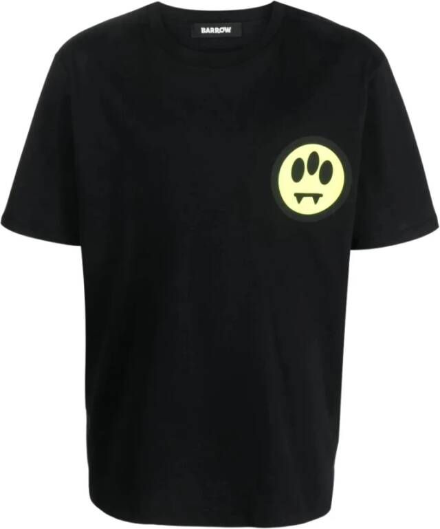 Barrow Zwarte Katoenen T-shirt met Contrasterende Logo`s Black Dames