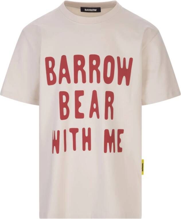 Barrow Teddy Grafische Print T-Shirt White Heren