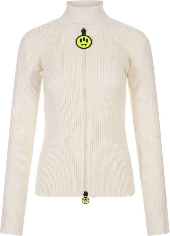 Barrow Bruine Geribbelde Cardigan met Hoge Kraag Brown Dames