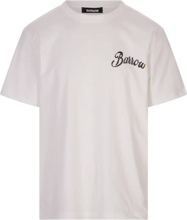 Barrow Wit Katoenen T-Shirt met Bloemen Grafische Print White Heren