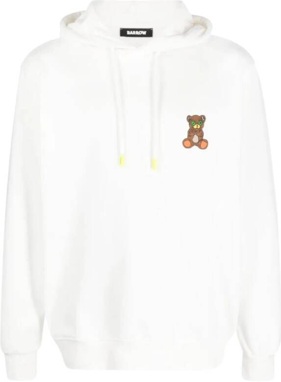 Barrow Witte Trui met Capuchon en Bear Logo White Heren