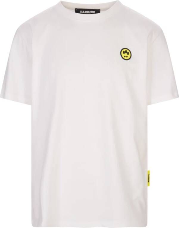 Barrow Premium Wit Katoenen T-Shirt met Korte Mouwen en Holografisch Logo Wit Unisex