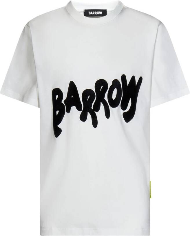 Barrow Witte Katoenen T-shirt met Logo Print Wit Heren