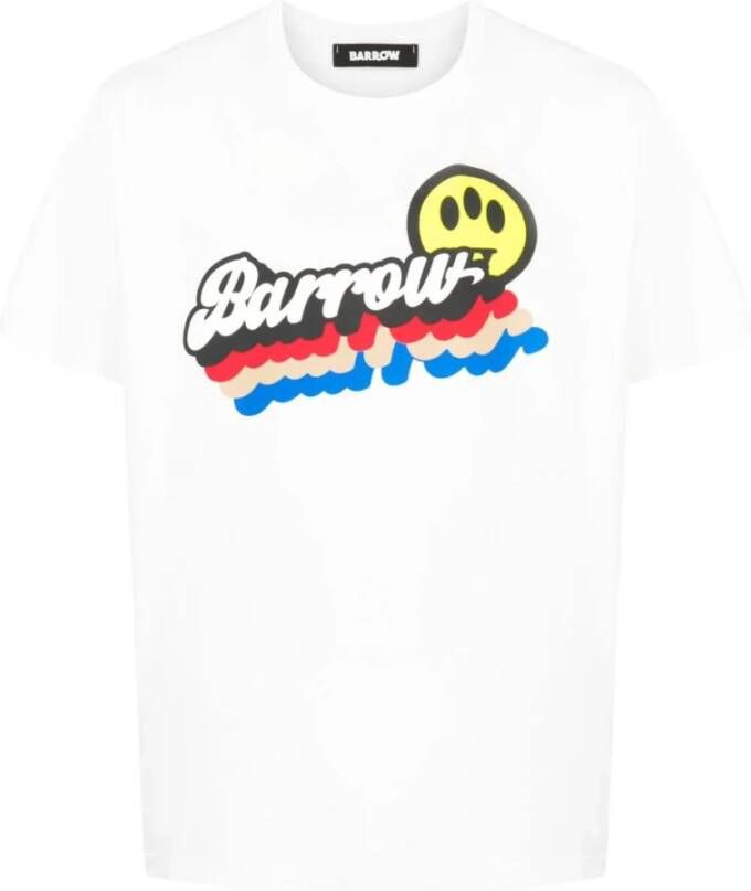 Barrow Witte Katoenen T-shirt met Logo Print White Heren