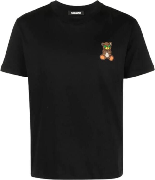 Barrow Zwarte Katoenen T-shirt met Contrasterende Prints Black Heren