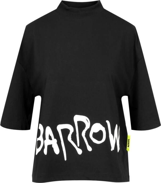 Barrow Zwarte katoenen dames T-shirt met berenprint Zwart Dames