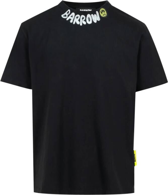 Barrow Zwarte T-shirts en Polos met Contrasterende Logo Print Black Heren