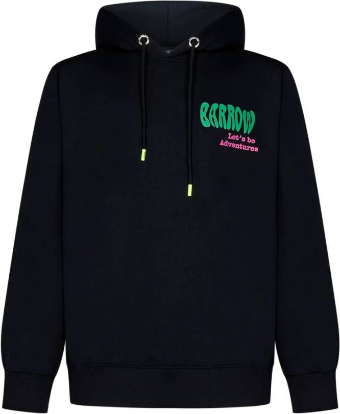 Barrow Zwarte Trui met Capuchon en Contrasterende Print Zwart Heren