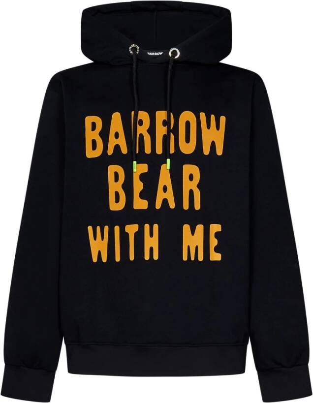 Barrow Zwarte hoodie met letterprint en berenontwerp Black Heren