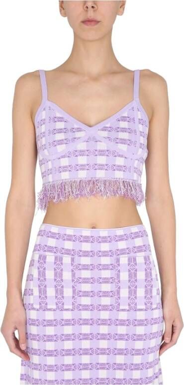 BAUM UND PFERDGARTEN Geruite Mouwloze Top met Franjes Purple Dames