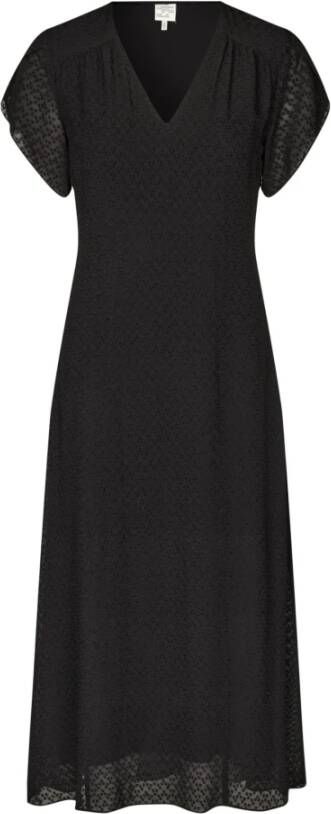 BAUM UND PFERDGARTEN Midi V-Hals Fladdermouw Jurk Black Dames