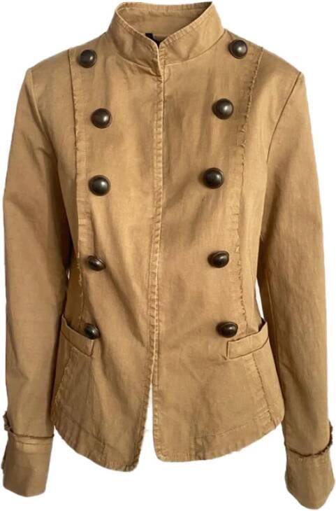 Bazar deluxe Safari Katoenen Jas Slim Fit Beige Dames