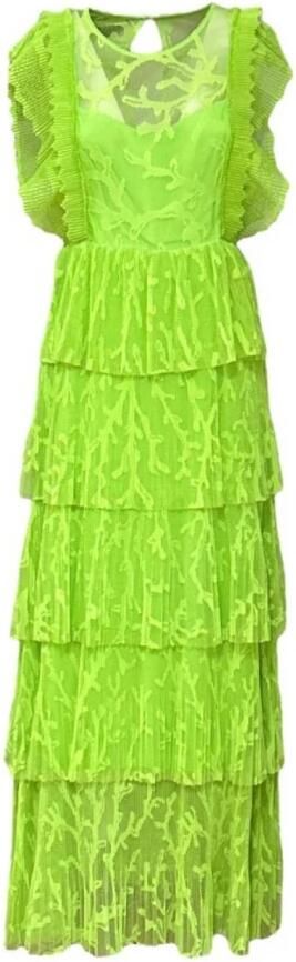 Beatrice .b Koraal Kant Geplooide Lange Jurk Green Dames