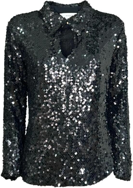 Beatrice .b Paillet Kraag Blouse Black Dames