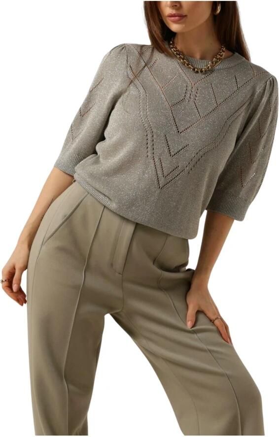 Beaumont fijngebreide top met lurex Alex taupe - Foto 3