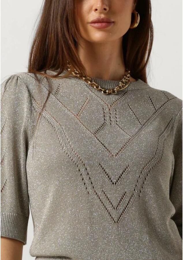 Beaumont fijngebreide top met lurex Alex taupe