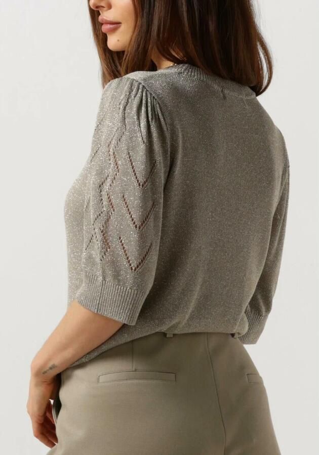 Beaumont fijngebreide top met lurex Alex taupe - Foto 2