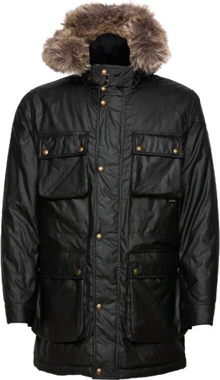 Belstaff Gewaxte Pathmaster Parka Jas Zwart Heren