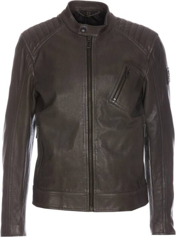 Belstaff Grijze Leren Jas voor Heren Grijs Heren