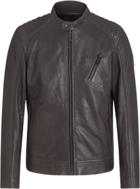 Belstaff Grijze Leren Jas voor Heren Grijs Heren
