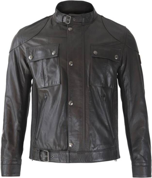 Belstaff Klassieke Gangster Leren Jas Zwart Heren