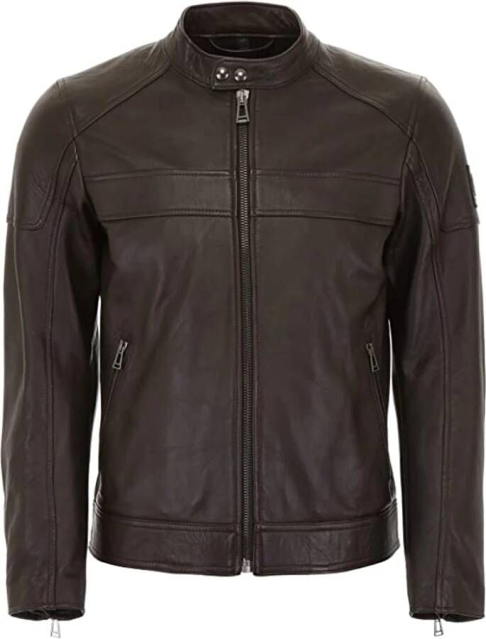 Belstaff Superzachte Leren Jas met Klassieke Details Bruin Heren
