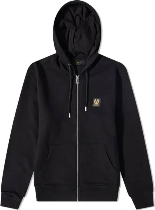 Belstaff Zwarte hoodie met volledige ritssluiting en Phoenix-embleem Zwart Heren