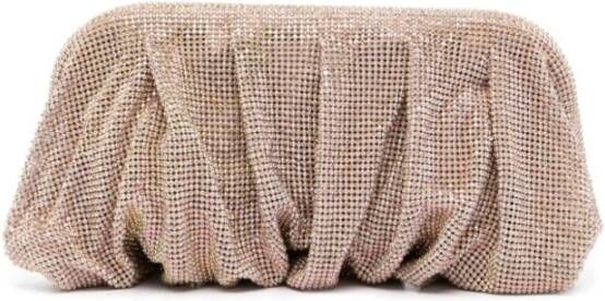 Benedetta Bruzziches Gouden Crystal-Verfraaide Clutch Tas Beige Dames