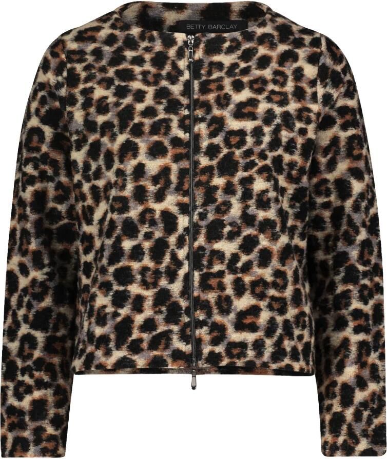 Betty Barclay Dierenprint Wollen Blazer met Rits Brown Dames