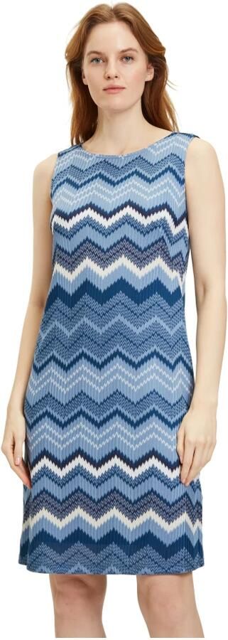 Betty Barclay jurk met all over print en textuur blauw crème - Foto 3