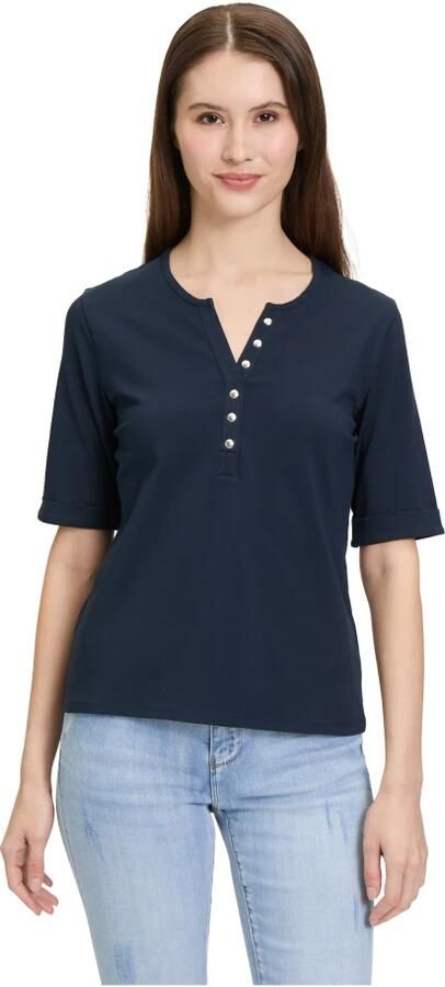 Betty Barclay Geblokt Basic Shirt Blue Dames