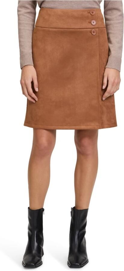 Betty Barclay Geruite rok met knopen Brown Dames
