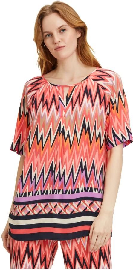 Betty Barclay Gestippelde slipblouse met gerimpelde V-hals Multicolor Dames