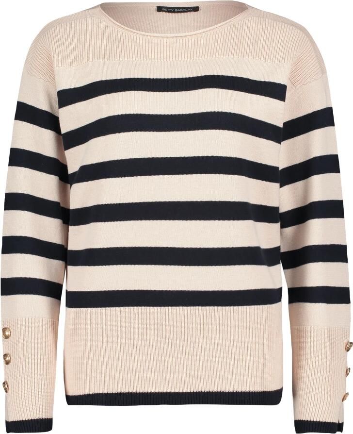 Betty Barclay Gestreepte Gebreide Trui met Geknoopte Mouwen Beige Dames - Foto 5