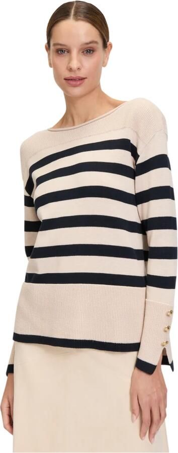 Betty Barclay Gestreepte Gebreide Trui met Geknoopte Mouwen Beige Dames - Foto 3