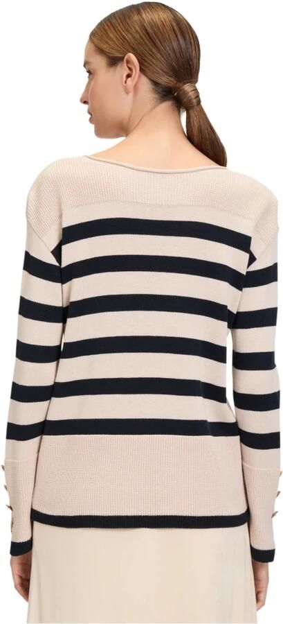 Betty Barclay Gestreepte Gebreide Trui met Geknoopte Mouwen Beige Dames - Foto 2
