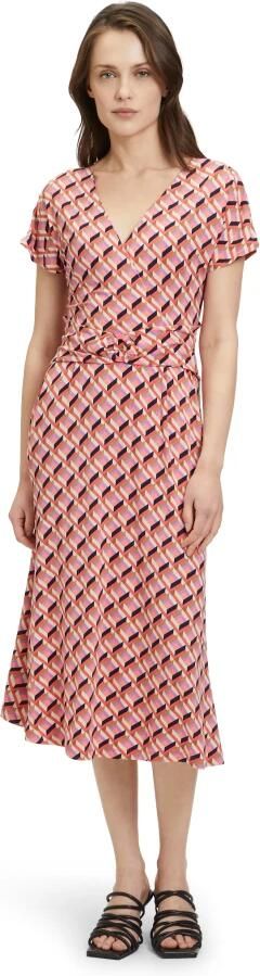 Betty Barclay jurk met all over print en ceintuur rood beige - Foto 4