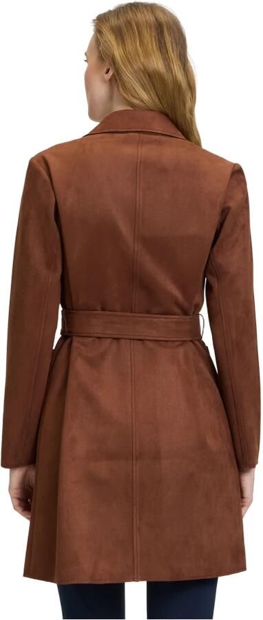 Betty Barclay Velours Lange Jas met Riem Brown Dames