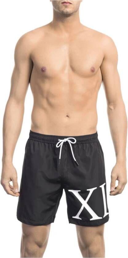 Bikkembergs Strandkleding Zwemkleding Bermuda met Zijprint Black Heren