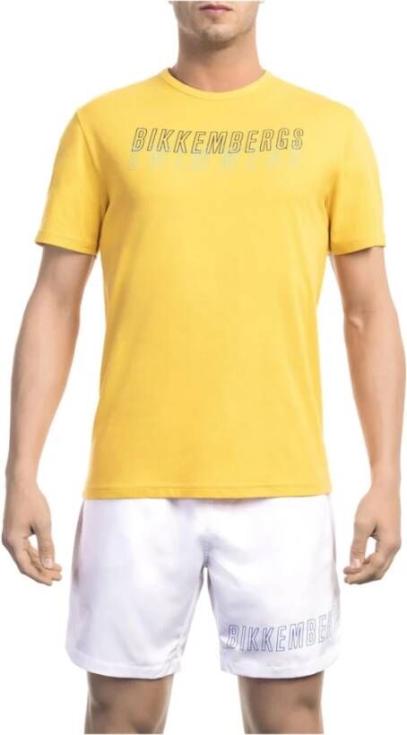 Bikkembergs Heren Logo Front Print T-Shirt Yellow Heren