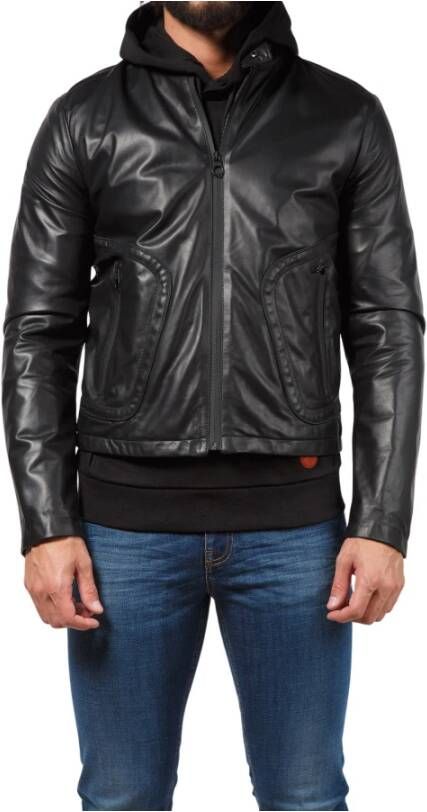Bikkembergs Leather Jackets Zwart Heren