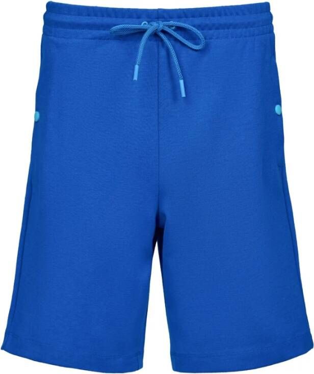 Bikkembergs Blauwe Katoenen Bermuda Shorts met Rubberen Applicaties Blue Heren