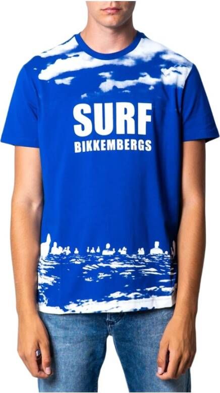 Bikkembergs Heren T-shirt Lichtblauw met Print Blue Heren