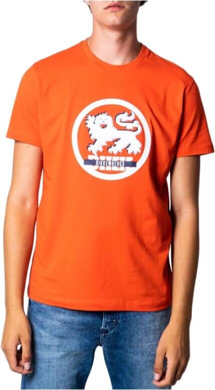 Bikkembergs Heren Oranje Print T-shirt Orange Heren
