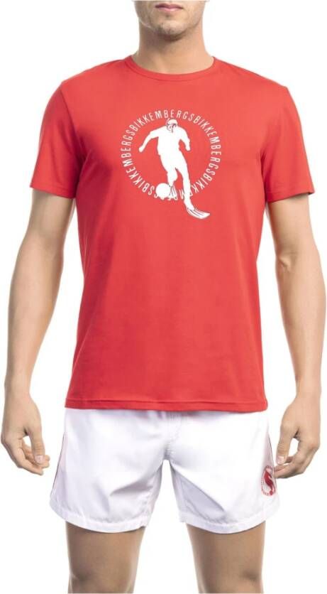 Bikkembergs Korte Mouw T-Shirt Zwart Ronde Hals Black Blue Red White Heren